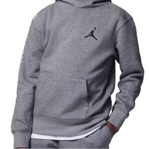 Nike Air Jordan Hoodie Gray Youth XL Pullover Jumpman Sweatshirt Boys Fits Men S